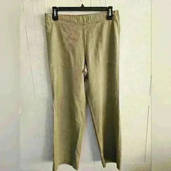 Olsen Anna Khaki Flat Front Wide Leg High Waist Pull On Trouser Sz M/10 NWOT - Picture 3 of 13